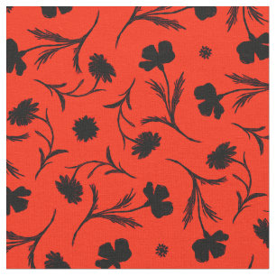 Floral Pattern Classy Chic Bold Red Black Liberty Stof