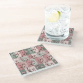 Floral Pattern Coaster Glazen Onderzetter (Schuin)