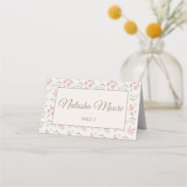 Floral Pattern Creme Folded Place Card Plaatskaartje