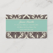 Floral Pattern Damask Elegant Classy Modern Retro Visitekaartje (Achterkant)