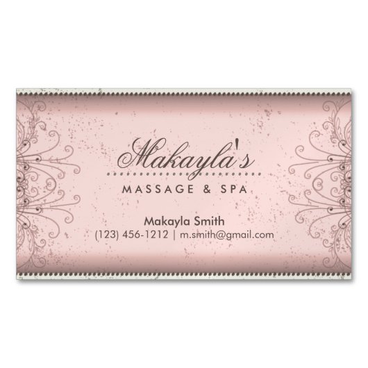 Floral Pattern Damask Elegant Modern Classy Retro Magnetisch Visitekaartje (Voorkant)