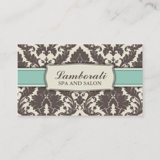 Floral Pattern Damask Elegant Modern Classy Retro Visitekaartje (Voorkant)