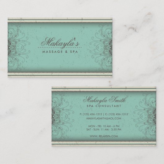 Floral Pattern Damask Elegant Modern Classy Retro Visitekaartje (Voorkant / Achterkant)