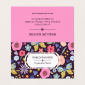 Floral Pattern Dark Plum & Mauve Business Card Visitekaartje (Buitenkant ongevouwen)