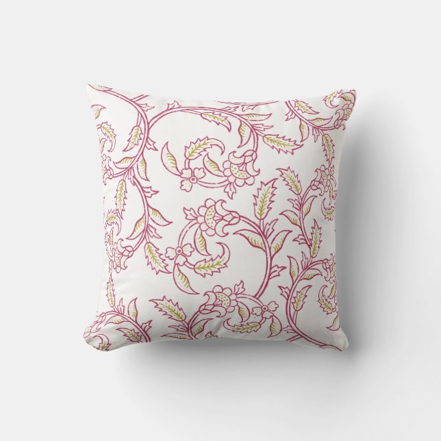 Floral Pattern Decorative Pillow – Elegant Botanic Kussen (Voorkant)