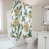 Floral Pattern Design 277 Green Oranje White Douchegordijn (In situ)