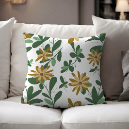 Floral Pattern Design 277 Green Oranje White Kussen