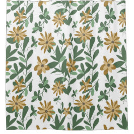 Floral Pattern Design 278 Green Oranje Douchegordijn