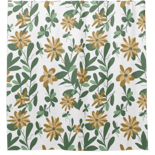 Floral Pattern Design 278 Green Oranje Douchegordijn (Voorkant)