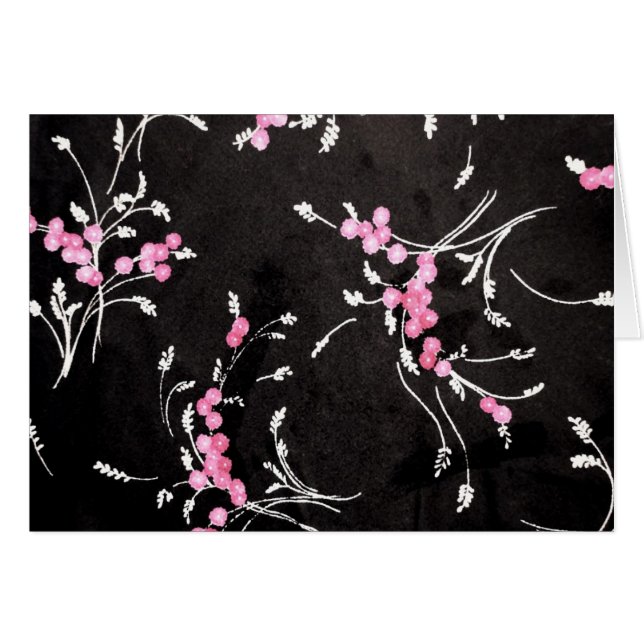 Floral Pattern Digital Art in Black en Pink (Voorkant Horizontaal)
