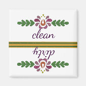 Floral Pattern Dishwasmachine Magnet Clean & Dirty (Voorkant)
