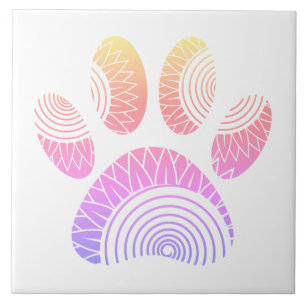 Floral Pattern Dog Paw Print Tegeltje