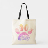 Floral Pattern Dog Paw Print Tote Bag (Achterkant)