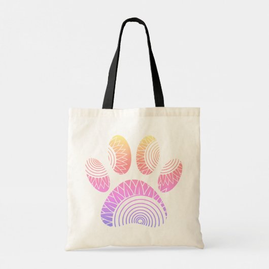 Floral Pattern Dog Paw Print Tote Bag (Achterkant)