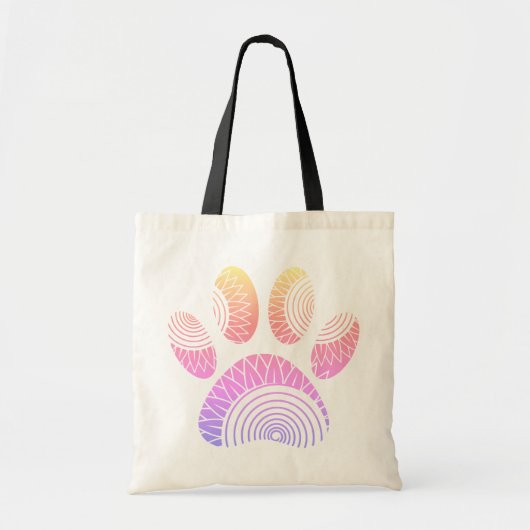 Floral Pattern Dog Paw Print Tote Bag (Voorkant)
