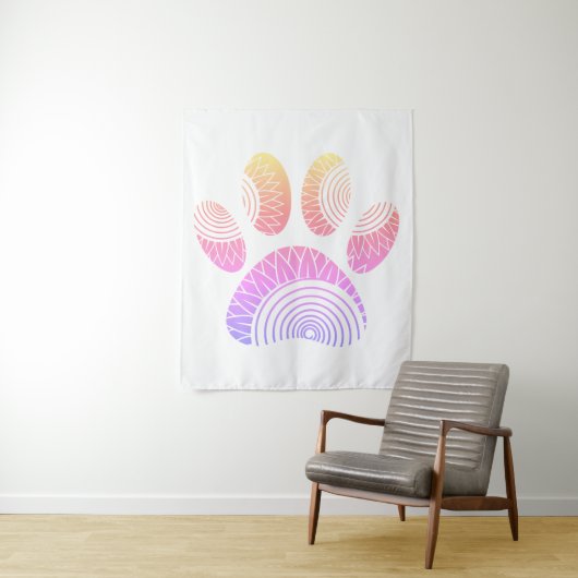 Floral Pattern Dog Paw Print Wandkleed (In situ)