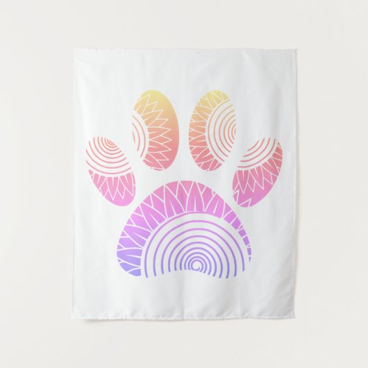 Floral Pattern Dog Paw Print Wandkleed (Voorkant)