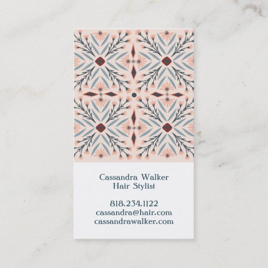 Floral Pattern Dolores Tegels Roze Visitekaartje (Achterkant)