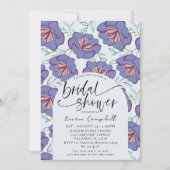 Floral Pattern Dusty Blue en Burgundy Vrijgezellen Kaart (Voorkant)