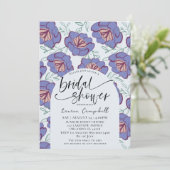 Floral Pattern Dusty Blue en Burgundy Vrijgezellen Kaart (Staand voorkant)