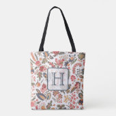 Floral Pattern Elegant Monogrammed Tote Bag (Achterkant)