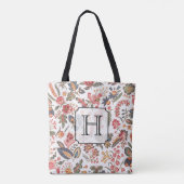 Floral Pattern Elegant Monogrammed Tote Bag (Achterkant)