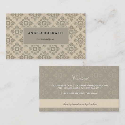 Floral Pattern Elegant Retro Classy Visitekaartje (Voorkant / Achterkant)