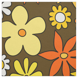 Floral Pattern Fabric uit de jaren zeventig Stof