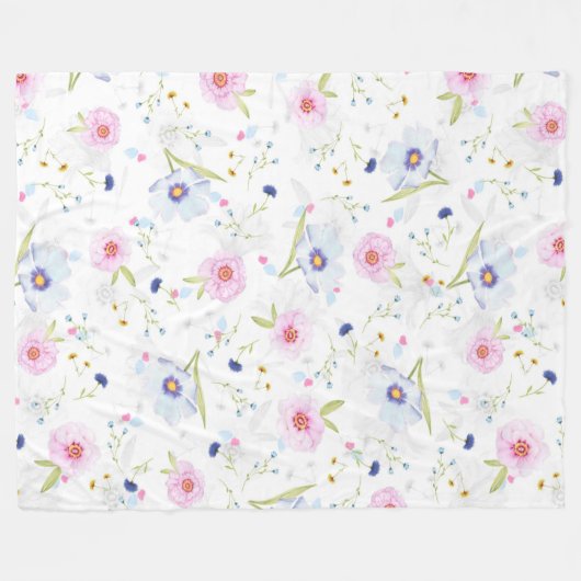  Floral Pattern Fleece Deken (Voorkant (Horizontaal))