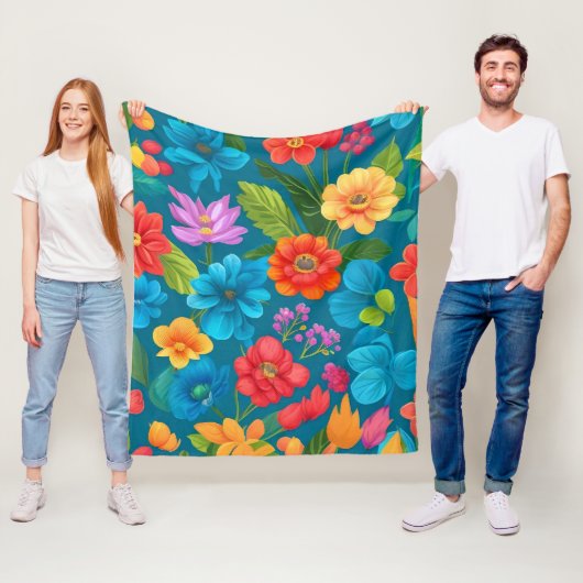 Floral Pattern Fleece Deken (In situ)
