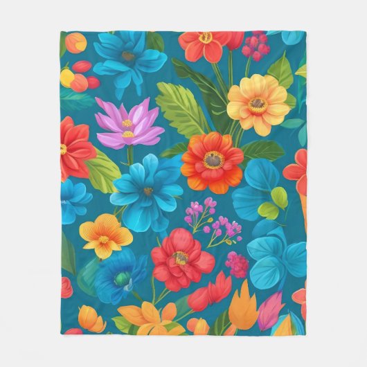 Floral Pattern Fleece Deken (Voorkant)