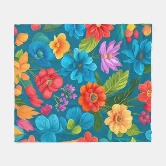Floral Pattern Fleece Deken (Voorkant (Horizontaal))