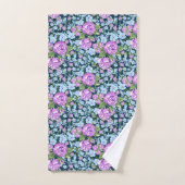 Floral Pattern Flowers in Full Bloom Blue Paars Bad Handdoek (Handdoek)