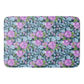 Floral Pattern Flowers in Full Bloom Blue Paars Badmat (Voorkant)