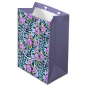 Floral Pattern Flowers in Full Bloom Blue Paars Medium Cadeauzakje (Voorkant Gekanteld)