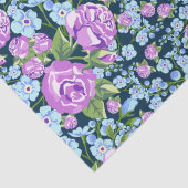 Floral Pattern Flowers in Full Bloom Blue Paars Tissuepapier (Detail)