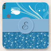 Floral Pattern, Flowers Patroon, Monogram Drankjes Onderzetter (Voorkant)