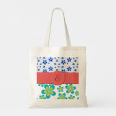 Floral Pattern, Flowers Patroon, Monogram Tote Bag (Achterkant)