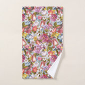Floral Pattern Foliage Birds Butterflies Peony Bad Handdoek (Handdoek)
