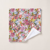 Floral Pattern Foliage Birds Butterflies Peony Bad Handdoek (Wasdoekje)