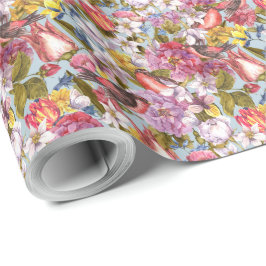Floral Pattern Foliage Birds Butterflies Peony Cadeaupapier