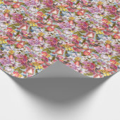 Floral Pattern Foliage Birds Butterflies Peony Cadeaupapier (Hoek)