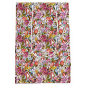 Floral Pattern Foliage Birds Butterflies Peony Medium Cadeauzakje (Achterkant)