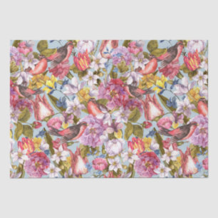 Floral Pattern Foliage Birds Butterflies Peony Tissuepapier