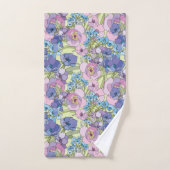 Floral Pattern Foliage Flowers Rozen Vergeet-me-no Bad Handdoek (Handdoek)