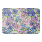 Floral Pattern Foliage Flowers Rozen Vergeet-me-no Badmat (Voorkant)