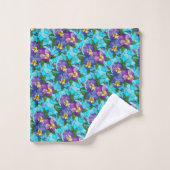 Floral Pattern Foliage Lavender Periwinkle Yellow Bad Handdoek (Wasdoekje)