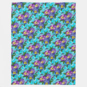 Floral Pattern Foliage Lavender Periwinkle Yellow Fleece Deken (Voorkant)