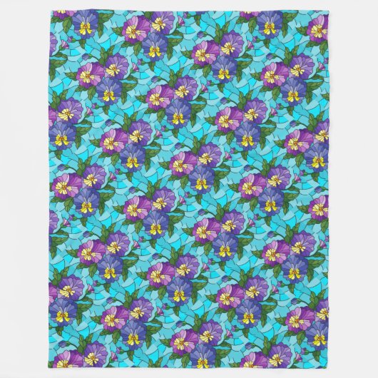 Floral Pattern Foliage Lavender Periwinkle Yellow Fleece Deken (Voorkant)