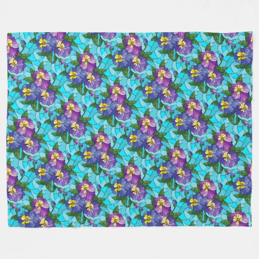 Floral Pattern Foliage Lavender Periwinkle Yellow Fleece Deken (Voorkant (Horizontaal))